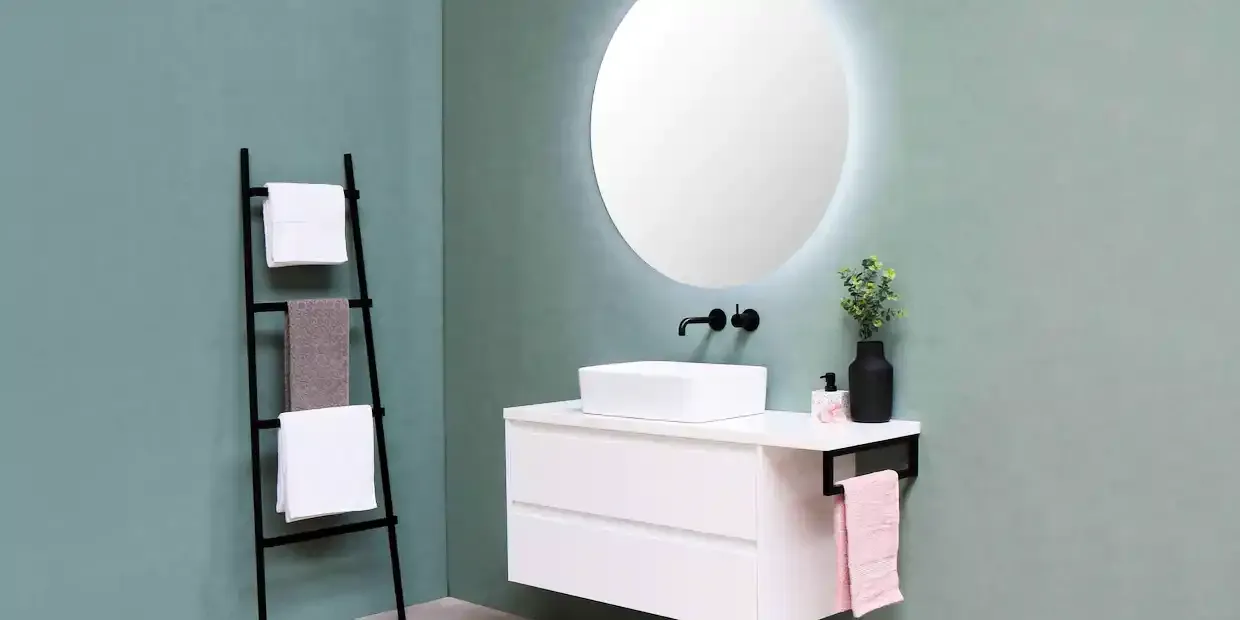 Smart bathroom mirror with LED lighting